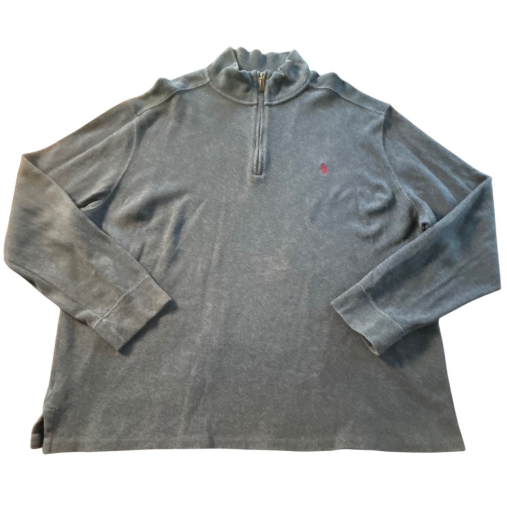 Polo Ralph Lauren Quarter Zip Pullover XXL Blue 100% Cotton Preppy Quiet Luxury